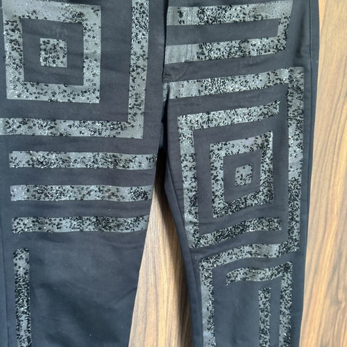 Vintage FERRE Jeans Black Embellished Beaded Straight-Leg Trousers