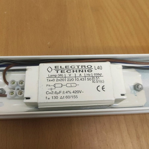Empty fixture for T8 2x18 watt new, 60cm, 220 volt