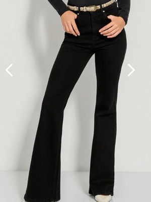Pink Woman black flared jeans like new, size L