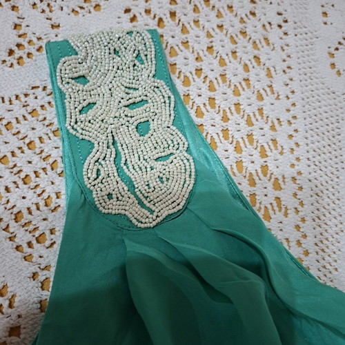 Raxevsky Catwalk XL balloon dress with beads like new, emerald green