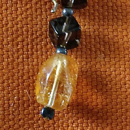 Earrings with semi-precious citrine stone like new for boho hippie looks
