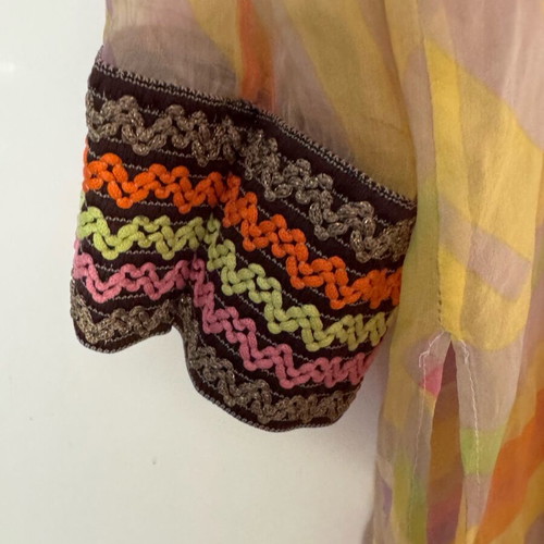 Missoni blouse sheer with inner top and cloth belt like new, pink multicolor