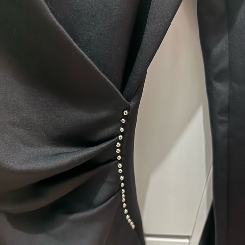 Black dress size M like new with V neck and asymmetrical hem