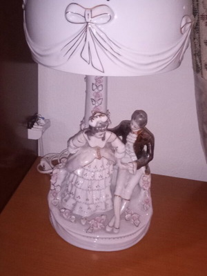 Apulum Romania porcelain table lamp with romantic couple