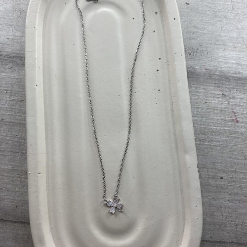 Steel necklace with rose new, silver color