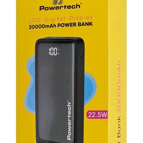 Powertech Power Bank PT-1327 20000mAh 22.5W with Display, Black