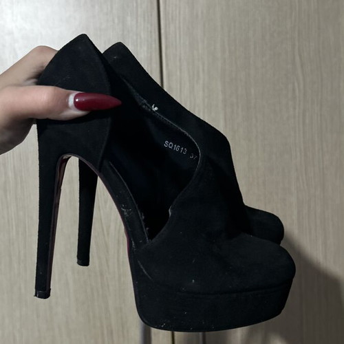 Diamantique stiletto ankle boots used, size 37, black suede