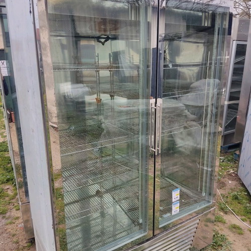 Stainless Steel Upright Display Fridge used, 2.15m height, double doors