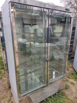 Stainless Steel Upright Display Fridge used, 2.15m height, double doors