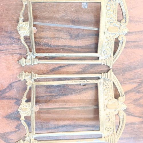 Pair of Antique Brass Table Frames Art Nouveau & Neoclassical Style 1890-1930