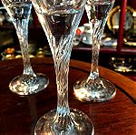  Vintage Ιταλικό  σετ 6 τμχ. Κρυστάλλινα χειροποίητα Κολονάτα ψηλά Ποτήρια  (Σαμπάνιας) σκαλιστά με στριφτή κολόνα …Υπάρχουν και κρασιού και λικέρ- ούζου για Σετ…Αμεταχείριστα στο κουτί