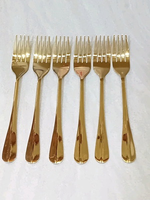 Gold dining forks new, set of 6