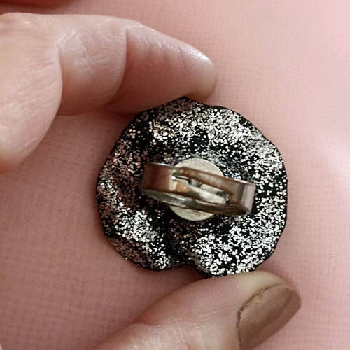 Handmade ring with silver rhinestones like new