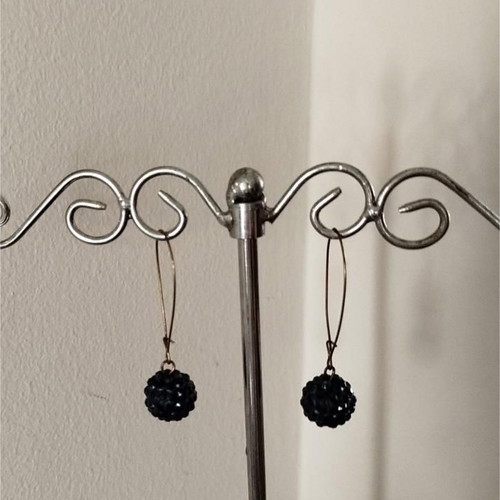 Earrings used with blue crystal balls