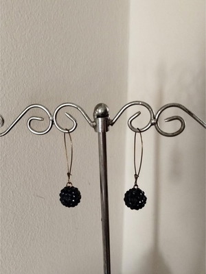 Earrings used with blue crystal balls