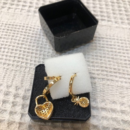 Triple earrings hoops with zircon, heart and pineapple new