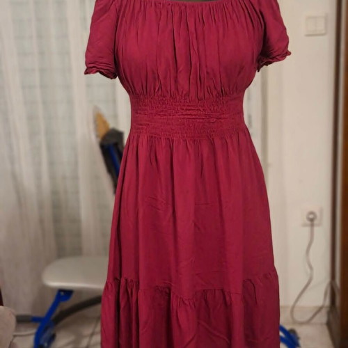 Off-shoulder ruby red dress, size M-L