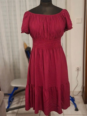 Off-shoulder ruby red dress, size M-L