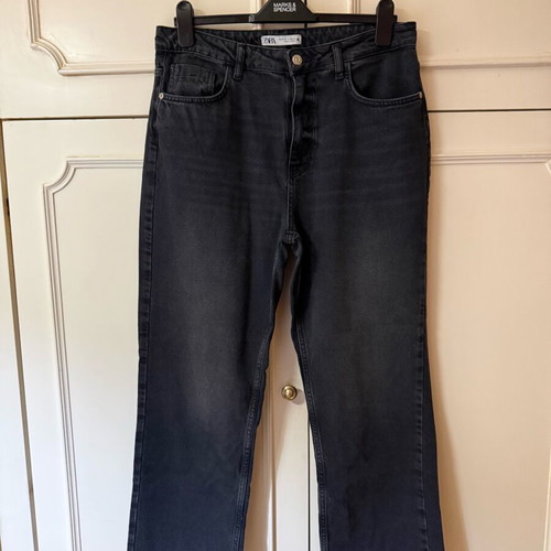 Zara high-waisted straight jeans Z1975 black new, size XL
