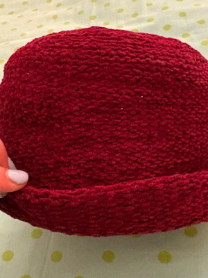 Velveteen chenille vintage style hat unused burgundy