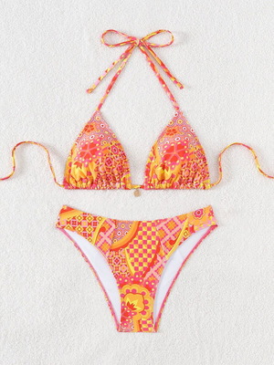 Sunset Mosaic Bikini by Cristina Gavioli new, orange-pink triangle set