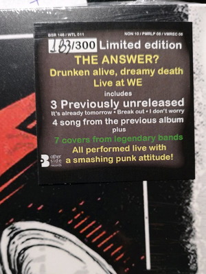 Δίσκος The Answer? Drunken Alive, Dreamy Death Live At We καινούργιος, rock