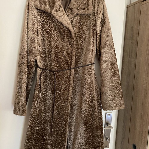 Sisley synthetic fur coat, beige, size M
