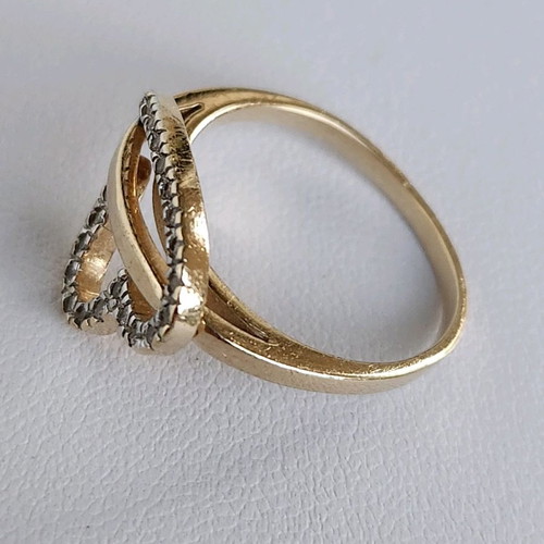 Gold ring 14 carat used, 585 gold with zircon, size 57 or 17