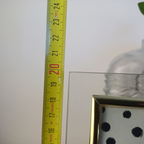 Glass photo frame with gold border, like new, 14.5×19.5 cm