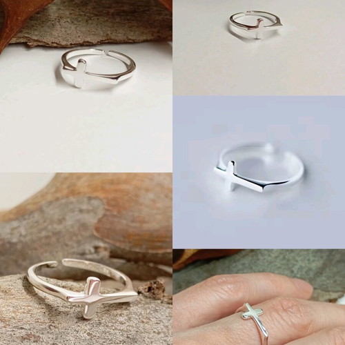 Silver ring with cross new 925 sterling silver adjustable