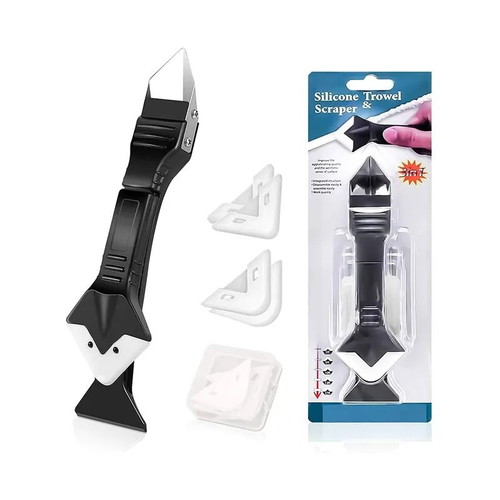 Silicone trowel with pointed edge and 5 replacement pads new