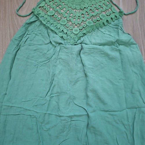 Green blouse with neck tie, size M
