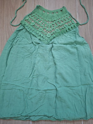Green blouse with neck tie, size M