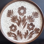 Large Vintage Textured Ceramic Wall Plate, Rustic Floral Design