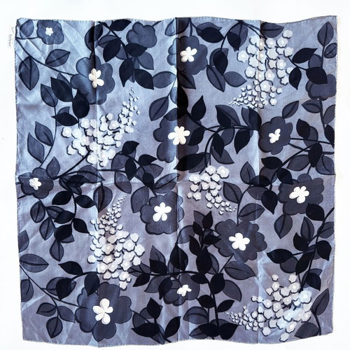 Vintage Lehner Switzerland silk scarf like new, gray and white