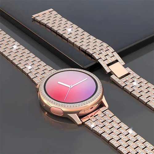 Luxury Stainless Steel Watch Strap with Crystals for Smartwatches