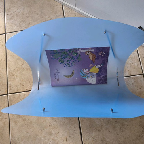 Magazine holder new, plastic with metal bases, sky blue