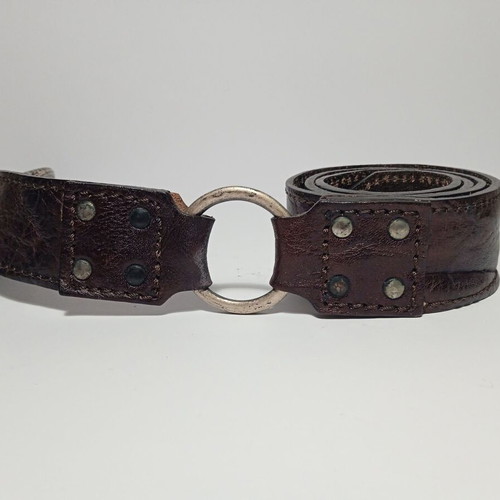 Hugo Boss leather men's belt with metal buckle 100cm used, brown