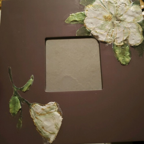 Mirror frame with handmade flowers, 25cm x 25cm made to order