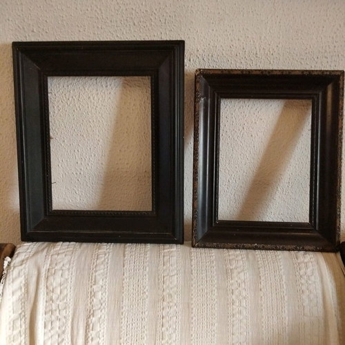 Set of 2 Vintage Wooden Frames, dark brown embossed, no glass