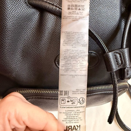 Karl Lagerfeld black backpack used with dust bag