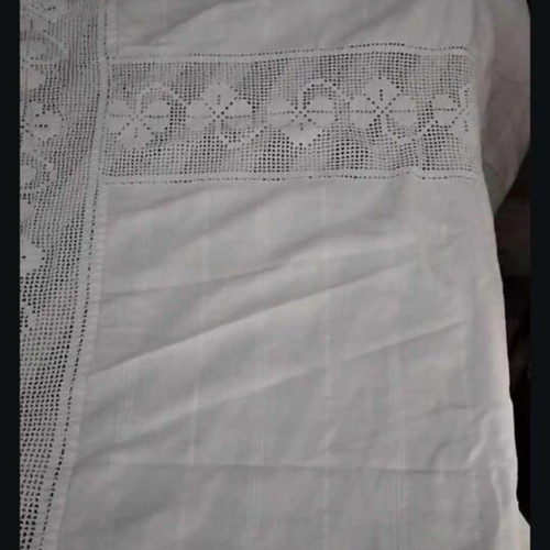 Handmade embroidered linen tablecloth used
