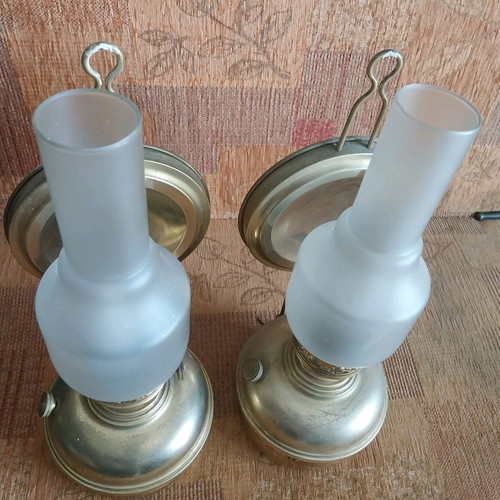 Vintage oil lamps used, converted to electric, set of 2