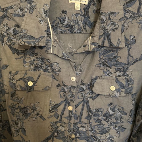 Blue shirt used with button on sleeve