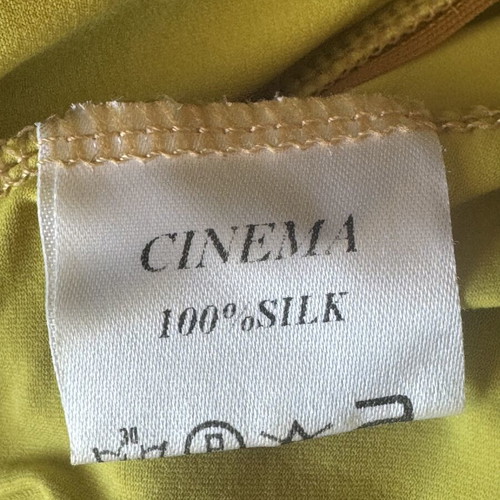 Silk Midi Dress Cinema by Panos Zinas like new, green and yellow