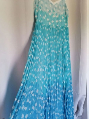 Jonathan Saunders Turquoise Ombre Pleated Maxi Dress