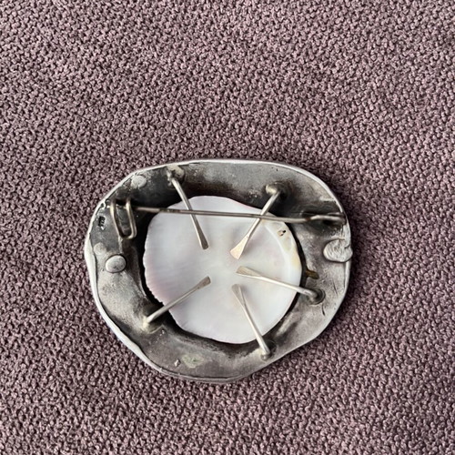 Handmade silver brooch with real shell