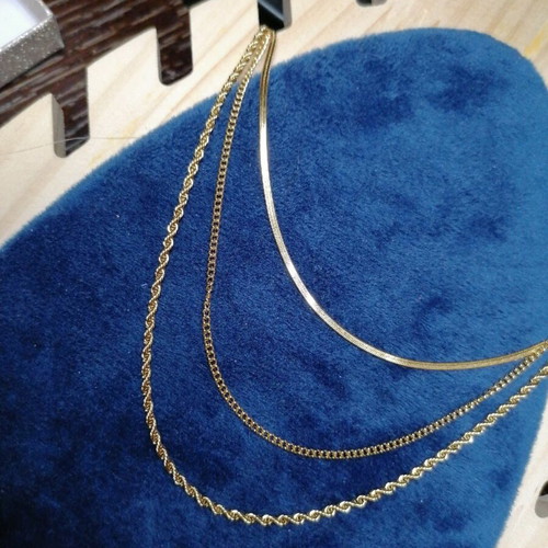 Triple necklace new from stainless steel gold-colored
