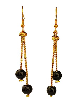 Cherry earrings handmade stainless steel with black stone