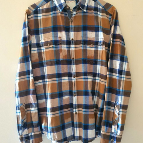 Esprit Slim Fit men's checked shirt like new, size L, 100% cotton